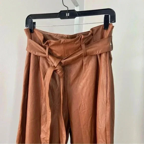 Commando Faux Leather Paperbag Pants Cocoa size Medium - Picture 4 of 9